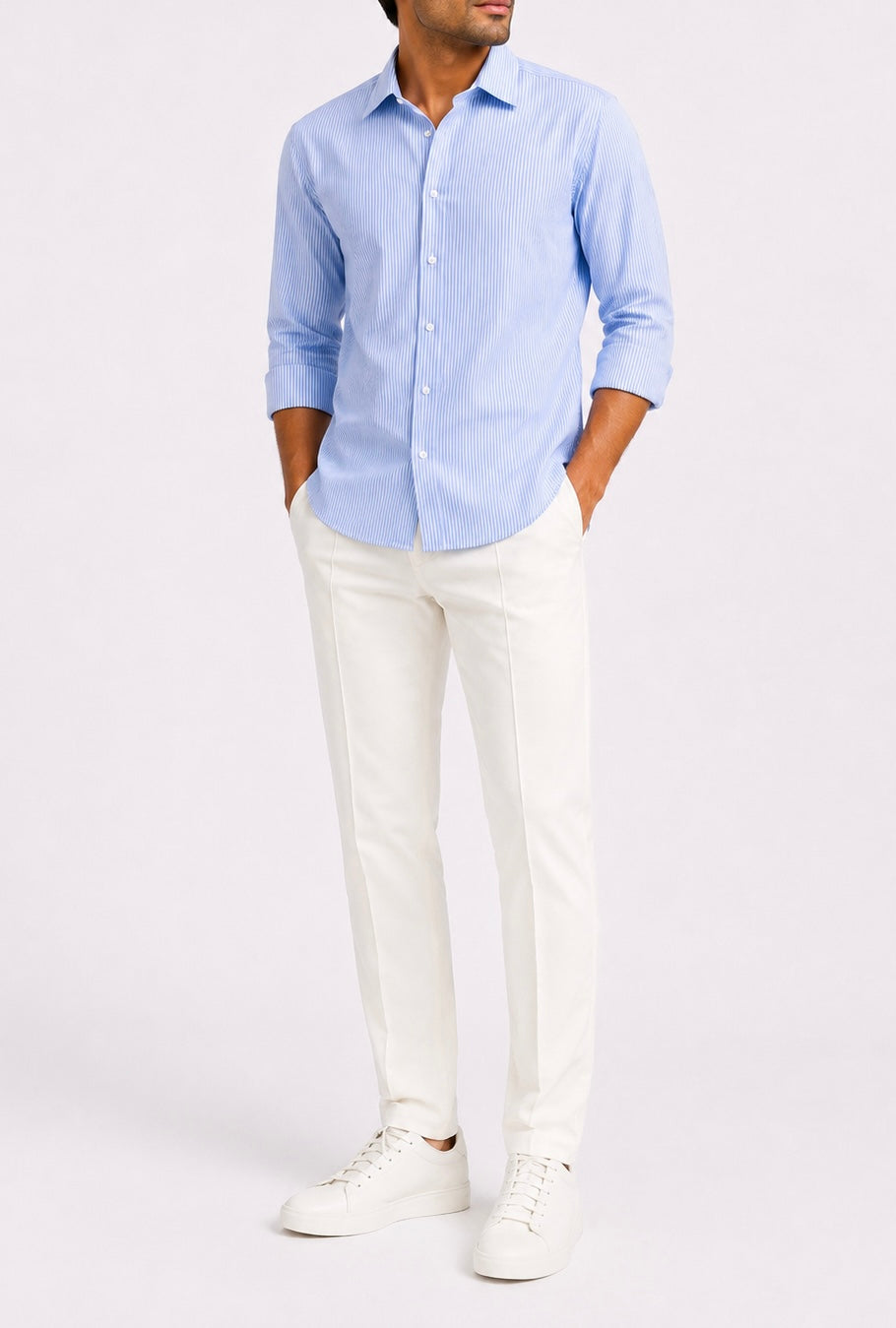 Blue Linen Striped Shirt & Trouser