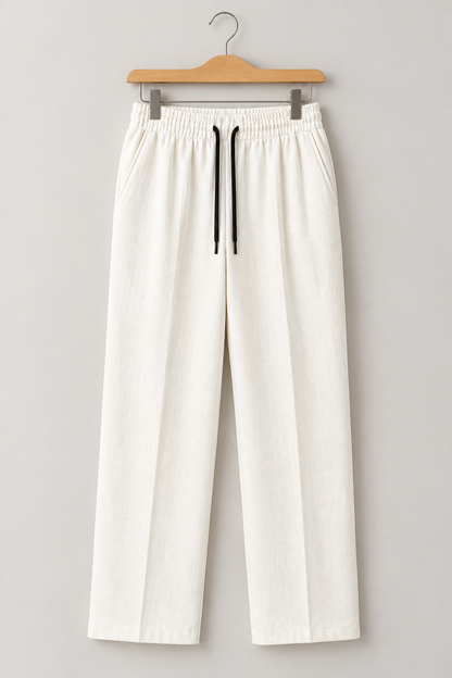 Premium Ivory Linen Straight Fit Trouser