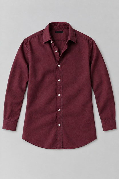 Premium Maroon Linen Blend Full Sleeve Shirt for Men