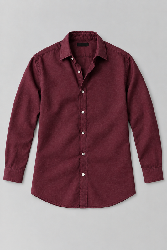 Premium Maroon Linen Blend Full Sleeve Shirt for Men