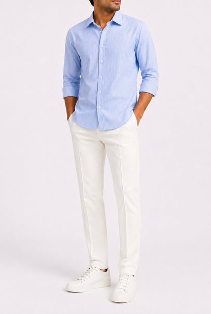 Blue Linen Striped Shirt & Trouser